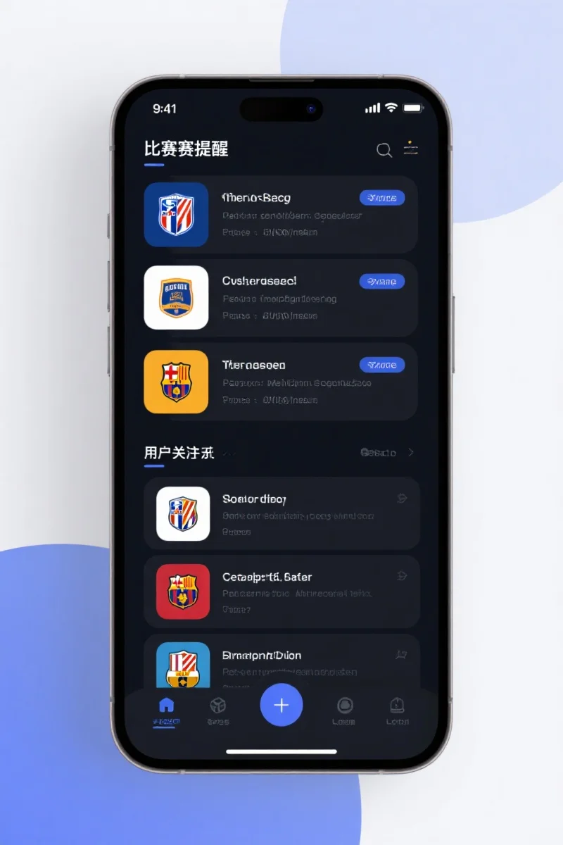 手机上显示多个比赛提醒通知和关注的球队列表